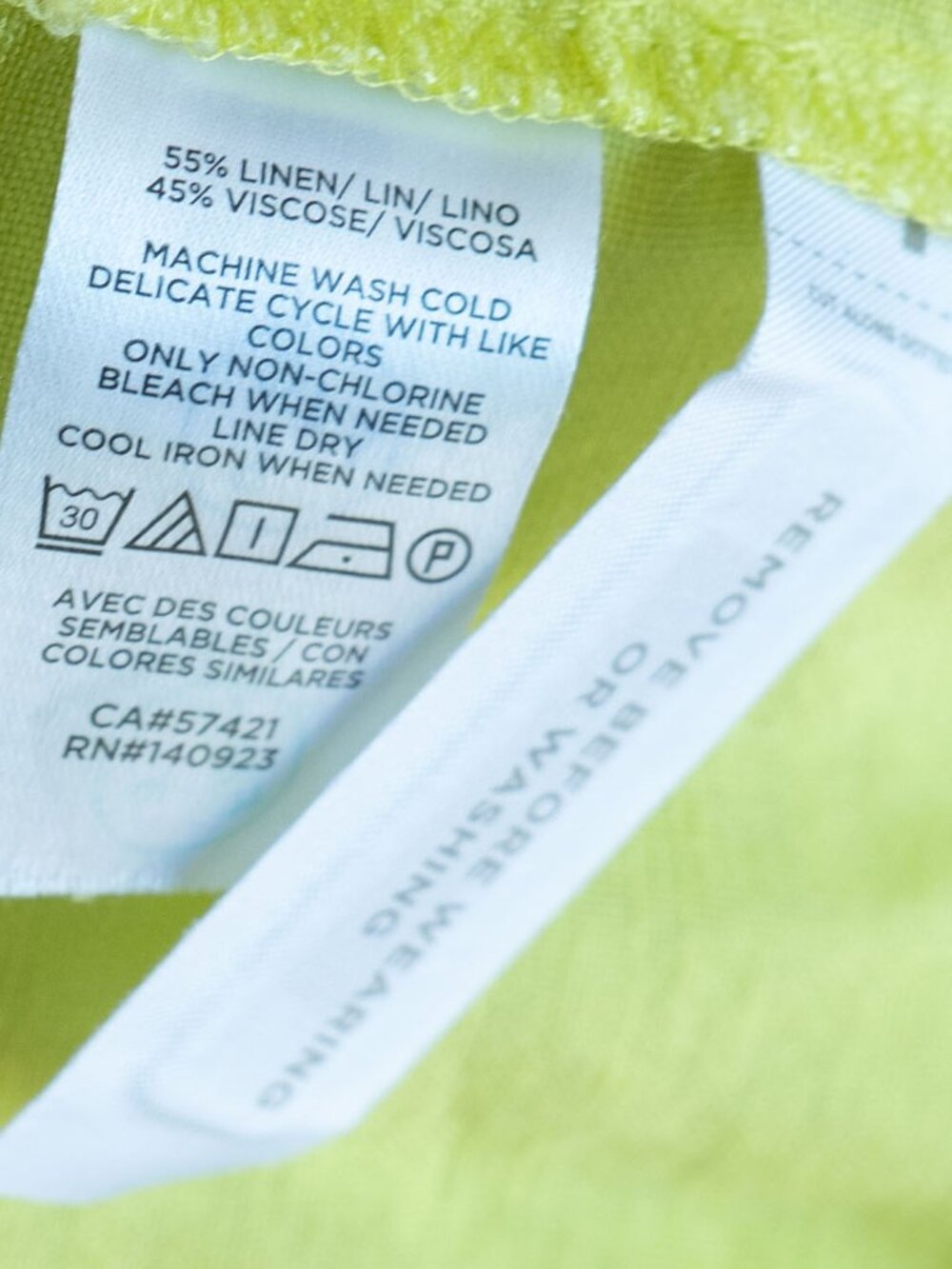 LOFT Linen Dress Flowy Tiered Sleeveless Lime Green Flourescent Lightweight Mini - Picture 8 of 8